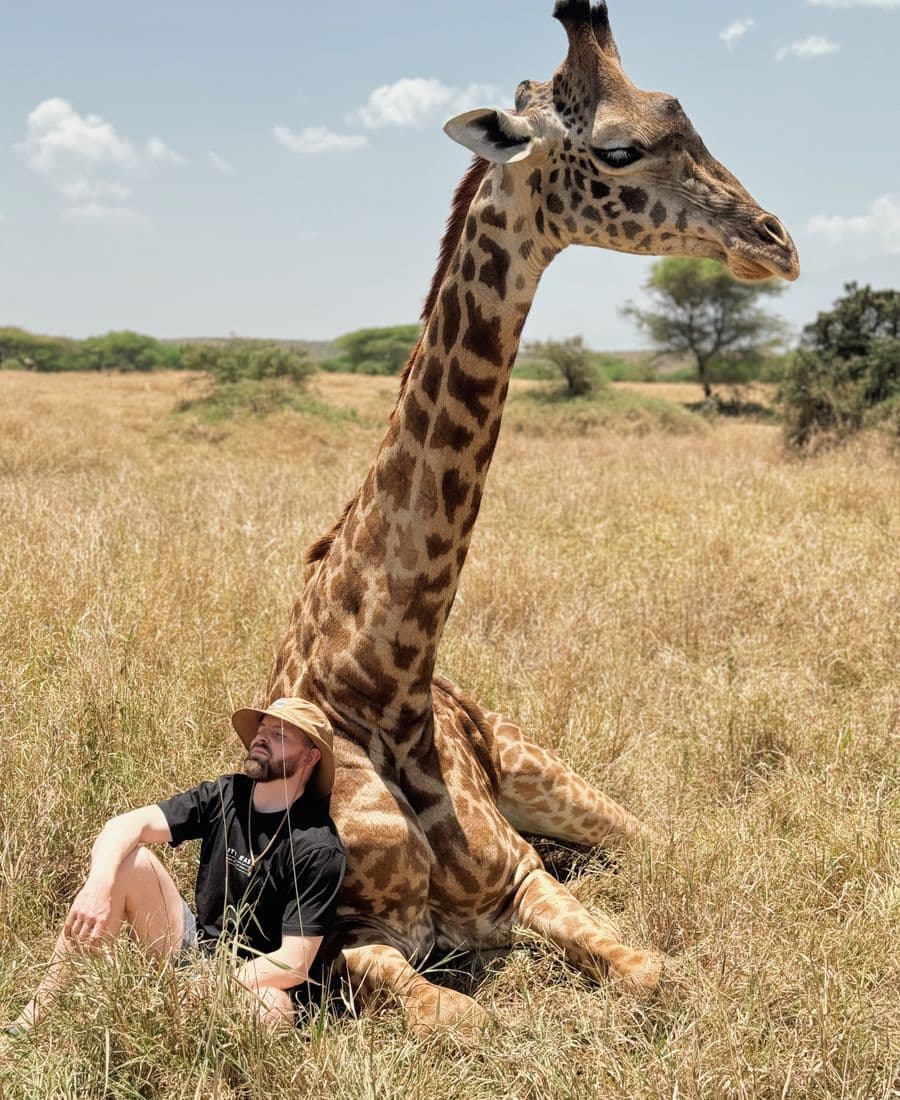 Traveller on safari in the Serengeti