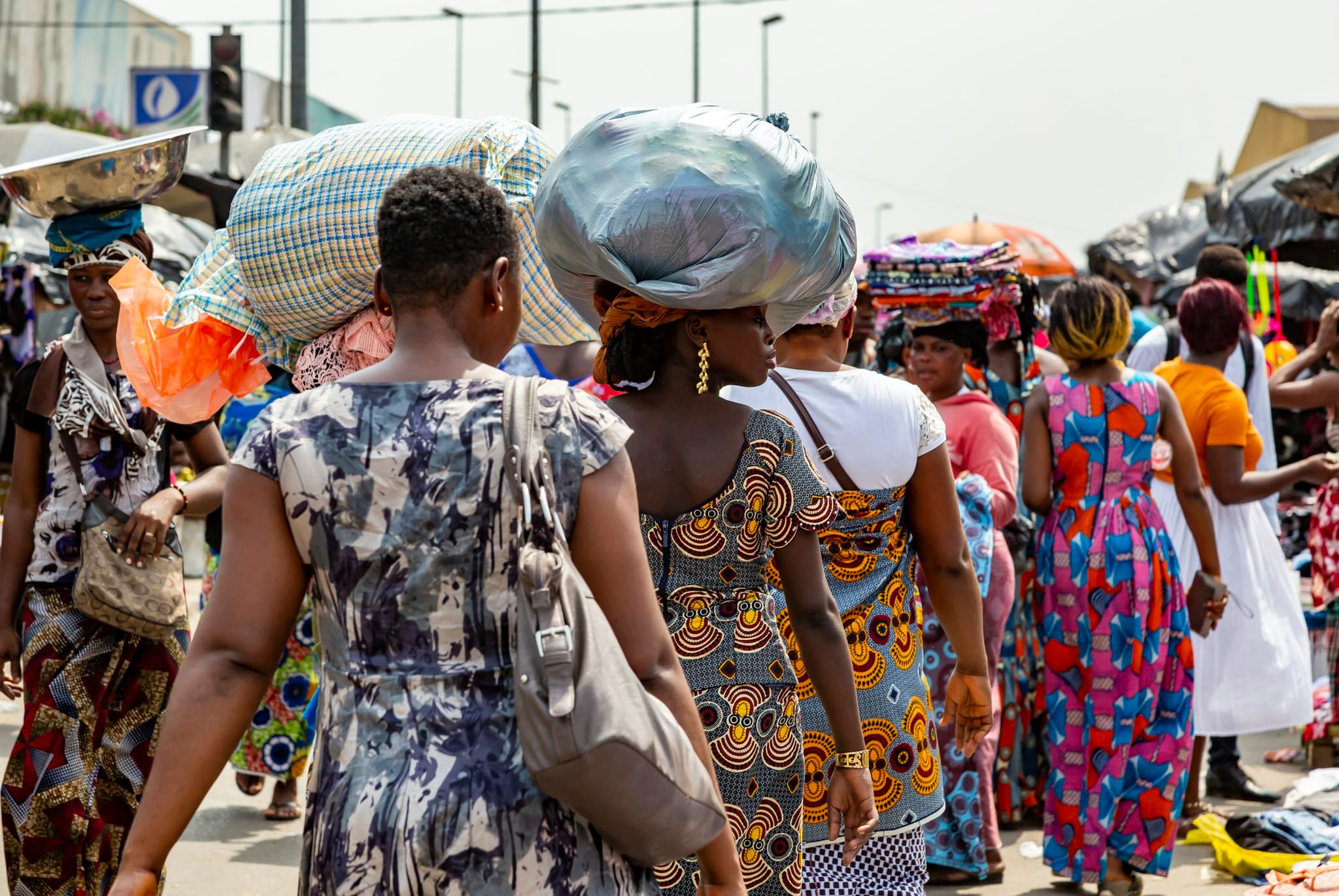 A busy street market in Abidjan, Ivory Coast